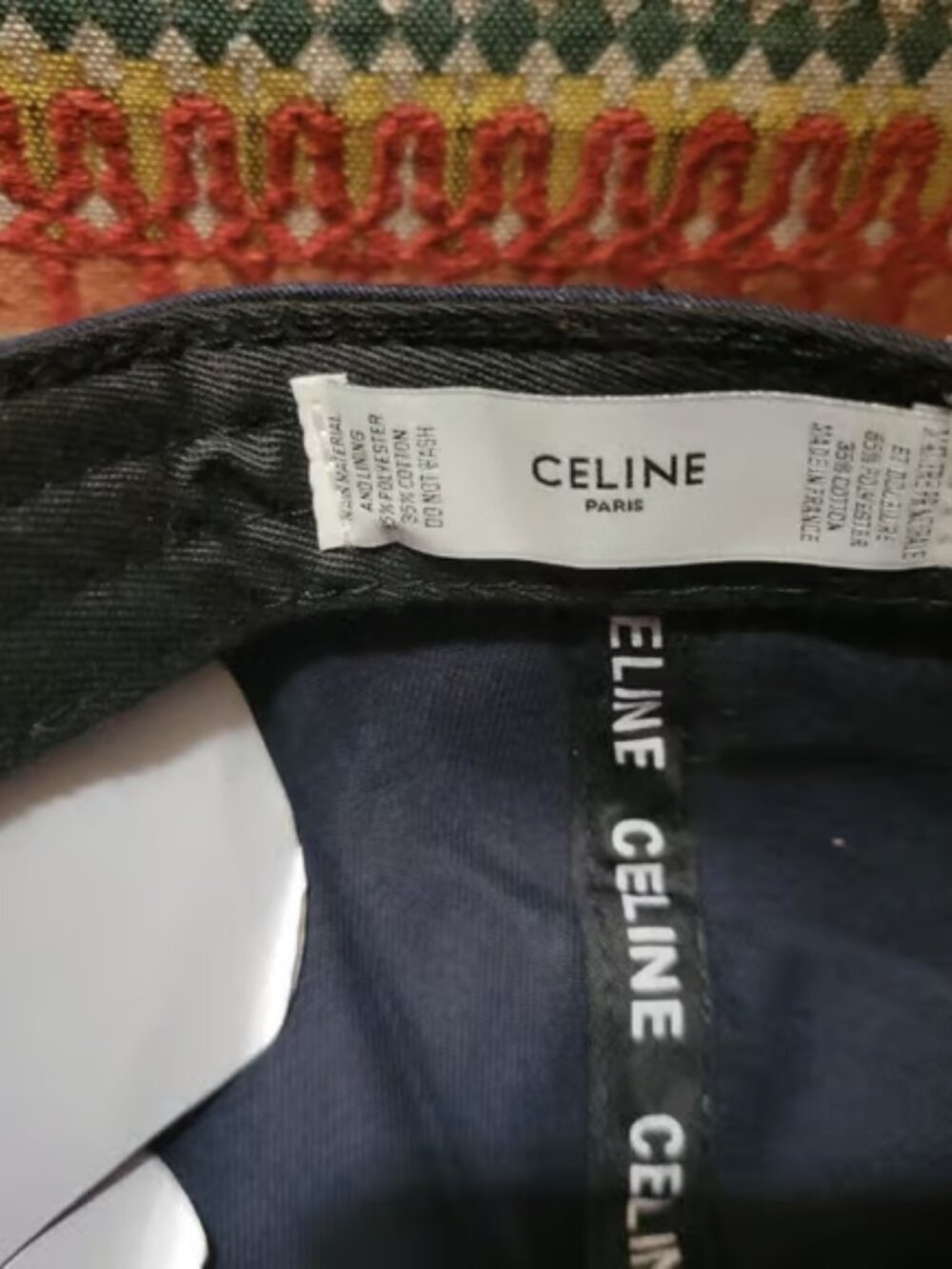 CELINE Hat PARIS France FASHION Adjustable Strap Back CAP Navy Blue - Picture 5 of 7